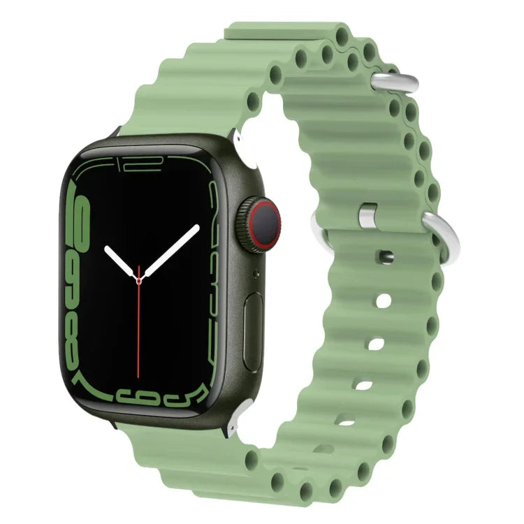 Correia de Relógio em Silicone com Cabeça Metálica Ocean, Para Apple Watch Ultra 49mm / Series 8&7 45mm, Para Apple Watch Series 8&7 41mm / SE 2&6&SE&5&4 40mm / 3&2&1 38mm