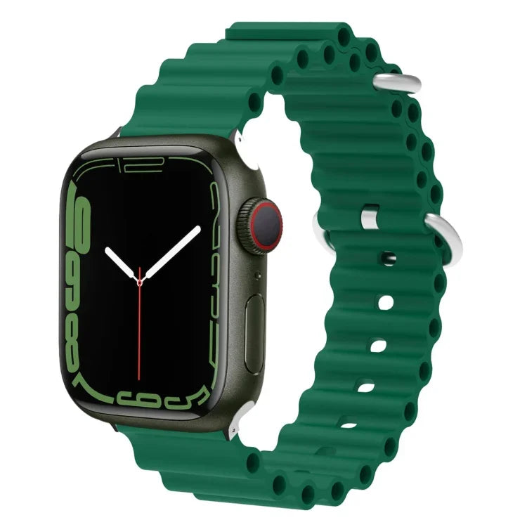 Correia de Relógio em Silicone com Cabeça Metálica Ocean, Para Apple Watch Ultra 49mm / Series 8&7 45mm, Para Apple Watch Series 8&7 41mm / SE 2&6&SE&5&4 40mm / 3&2&1 38mm