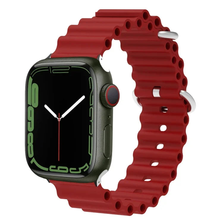 Correia de Relógio em Silicone com Cabeça Metálica Ocean, Para Apple Watch Ultra 49mm / Series 8&7 45mm, Para Apple Watch Series 8&7 41mm / SE 2&6&SE&5&4 40mm / 3&2&1 38mm