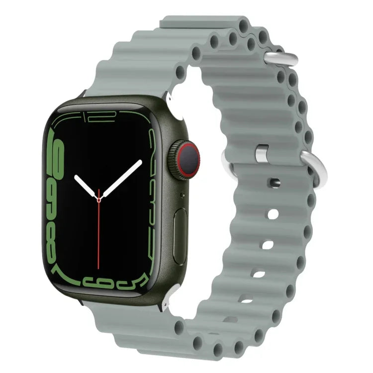 Correia de Relógio em Silicone com Cabeça Metálica Ocean, Para Apple Watch Ultra 49mm / Series 8&7 45mm, Para Apple Watch Series 8&7 41mm / SE 2&6&SE&5&4 40mm / 3&2&1 38mm