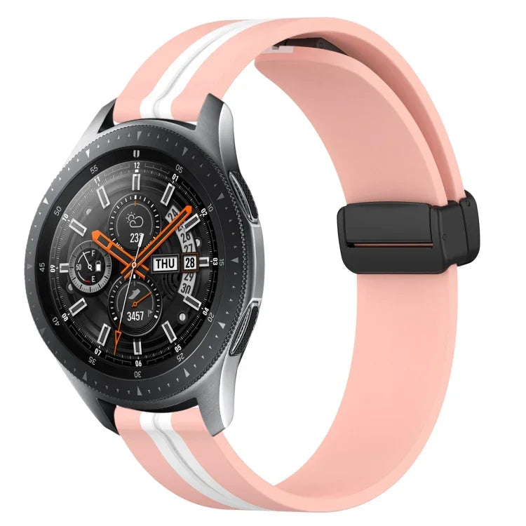 22mm Folding Magnetic Clasp Silicone Watch Band, For Samsung Galaxy Watch3 45mm, For Samsung Galaxy Watch 46mm, For Samsung Gear S3 Classic, For Samsung Gear S3 Frontier