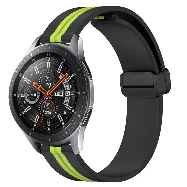 22mm Folding Magnetic Clasp Silicone Watch Band, For Samsung Galaxy Watch3 45mm, For Samsung Galaxy Watch 46mm, For Samsung Gear S3 Classic, For Samsung Gear S3 Frontier