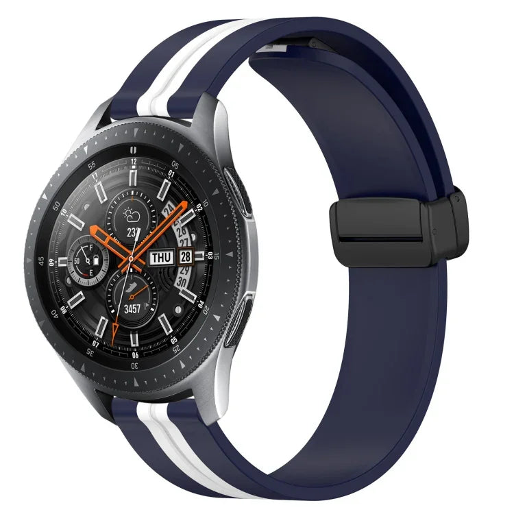 22mm Folding Magnetic Clasp Silicone Watch Band, For Samsung Galaxy Watch3 45mm, For Samsung Galaxy Watch 46mm, For Samsung Gear S3 Classic, For Samsung Gear S3 Frontier