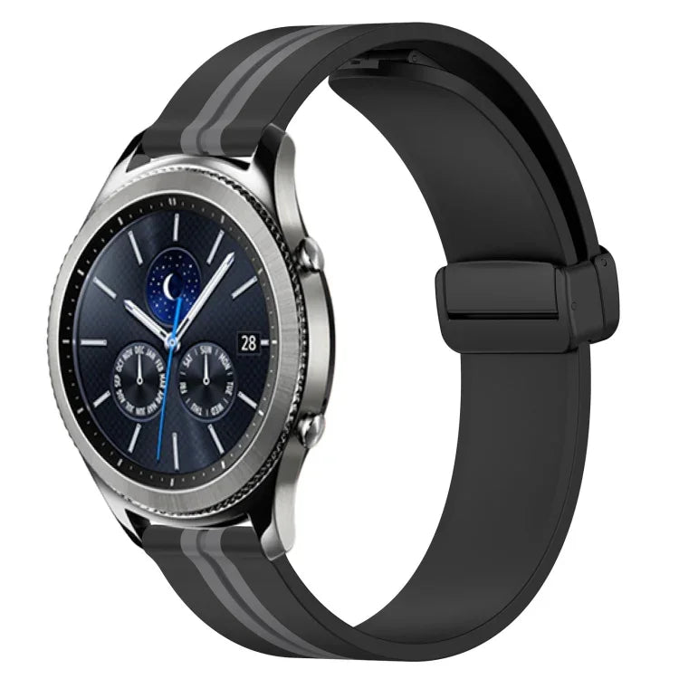 22mm Folding Magnetic Clasp Silicone Watch Band, For Samsung Galaxy Watch3 45mm, For Samsung Galaxy Watch 46mm, For Samsung Gear S3 Classic, For Samsung Gear S3 Frontier