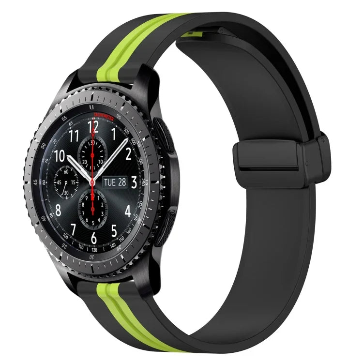 22mm Folding Magnetic Clasp Silicone Watch Band, For Samsung Galaxy Watch3 45mm, For Samsung Galaxy Watch 46mm, For Samsung Gear S3 Classic, For Samsung Gear S3 Frontier