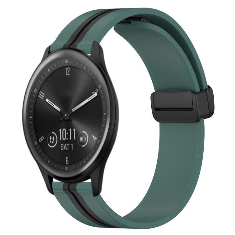 20mm Folding Magnetic Clasp Silicone Watch Band, For Garmin Vivomove Sport, For Garmin Venu 2 Plus, For Garmin Approach S40, For Garmin Forerunner 158
