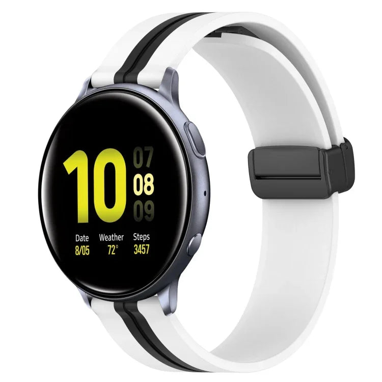 Pulseira de Silicone com Fecho Magnético Dobrável 20mm, Para Samsung Galaxy Watch Active 2 40mm, Para Samsung Galaxy Watch Active 2 44mm, Para Samsung Galaxy Watch 42mm