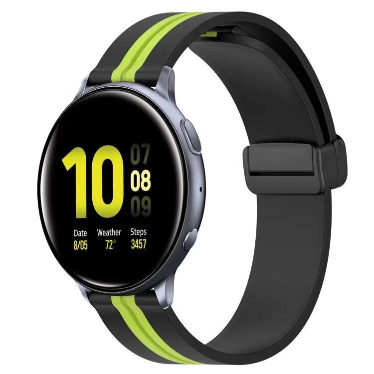20mm Folding Magnetic Clasp Silicone Watch Band, For Samsung Galaxy Watch Active 2 40mm, For Samsung Galaxy Watch Active 2 44mm, For Samsung Galaxy Watch 42mm