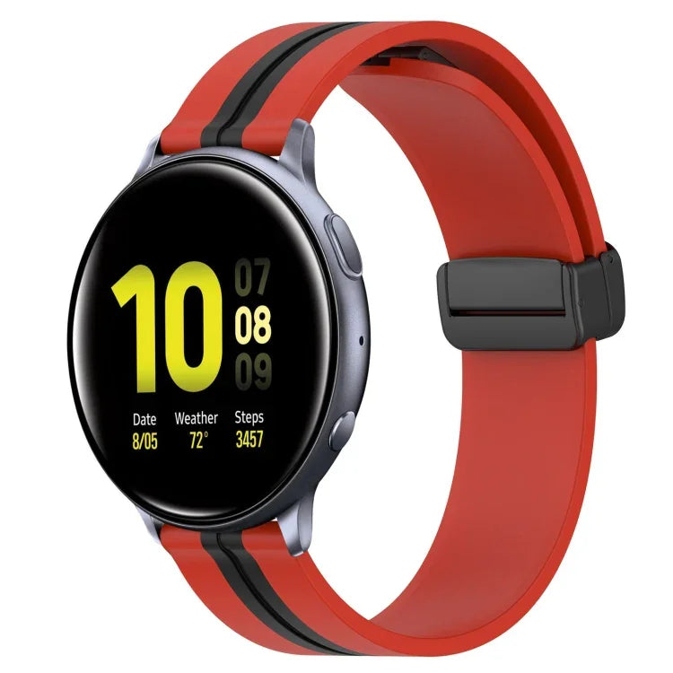 20mm Folding Magnetic Clasp Silicone Watch Band, For Samsung Galaxy Watch Active 2 40mm, For Samsung Galaxy Watch Active 2 44mm, For Samsung Galaxy Watch 42mm