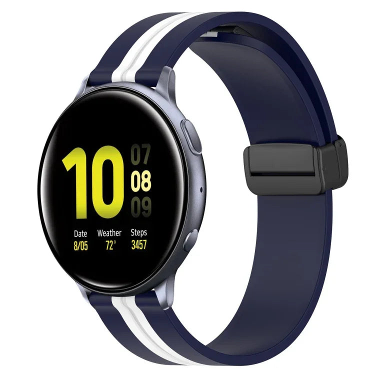 20mm Folding Magnetic Clasp Silicone Watch Band, For Samsung Galaxy Watch Active 2 40mm, For Samsung Galaxy Watch Active 2 44mm, For Samsung Galaxy Watch 42mm