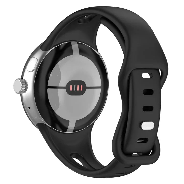 Water Drop Slimming Butterfly Button Solid Silicone Band, For Google Pixel Watch 4 / 3 / 2 / 1 41mm