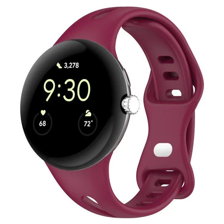Water Drop Slimming Butterfly Button Solid Silicone Band, For Google Pixel Watch 4 / 3 / 2 / 1 41mm