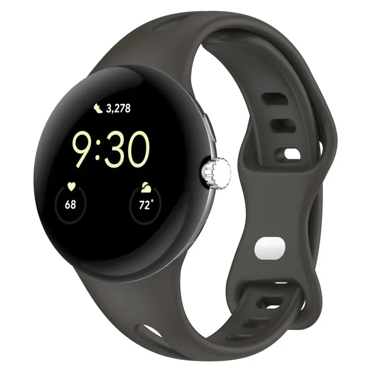 Water Drop Slimming Butterfly Button Solid Silicone Band, For Google Pixel Watch 4 / 3 / 2 / 1 41mm