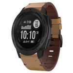 22mm Leather Steel Buckle Watch Band, For Garmin Fenix 5 Plus, For Garmin Instinct