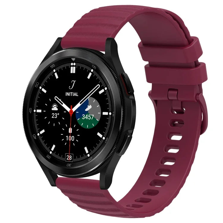20mm Wavy Dot Pattern Solid Color Silicone Watch Band, For Samsung  Galaxy Watch 4 Classic 42mm, For Samsung  Galaxy Watch 4 Classic 46mm, For Samsung Galaxy Watch Active 2 40mm, For Samsung Galaxy Watch Active 2 44mm