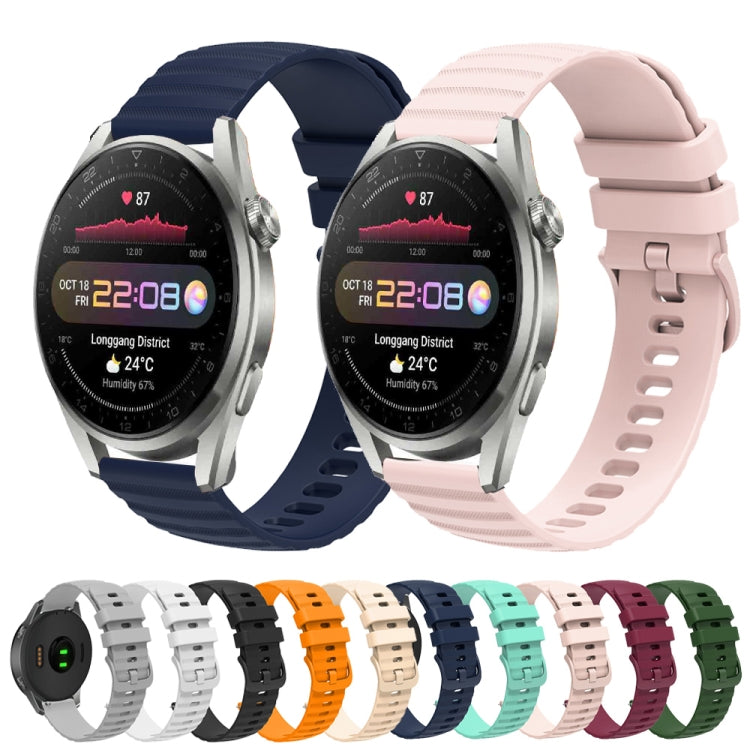 22mm Wavy Dot Pattern Solid Color Silicone Watch Band, For Huawei Watch 3 Pro New