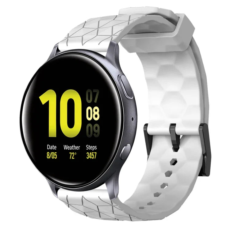 Pulseira de silicone cor sólida com padrão de futebol 20mm, Para Samsung Galaxy Watch Active 2 44mm, Para Samsung Galaxy Watch 42mm