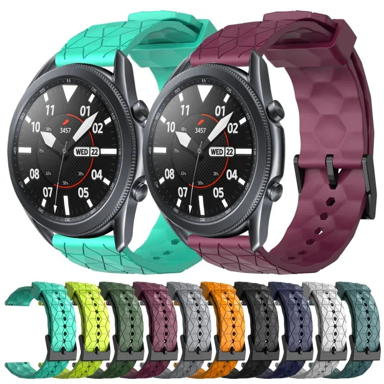Pulseira de silicone cor sólida com padrão de futebol 22mm, Para Samsung Galaxy Watch3 45mm, Para Samsung Galaxy Watch 46mm, Para Samsung Gear S3 Classic, Para Samsung Gear S3 Frontier