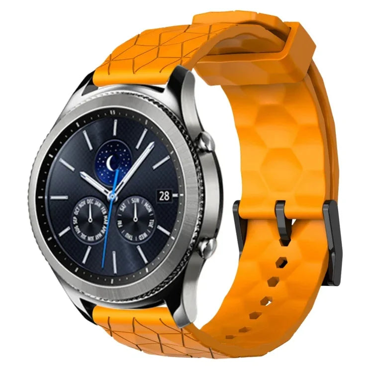 Pulseira de silicone cor sólida com padrão de futebol 22mm, Para Samsung Galaxy Watch3 45mm, Para Samsung Galaxy Watch 46mm, Para Samsung Gear S3 Classic, Para Samsung Gear S3 Frontier