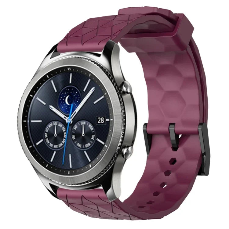 Pulseira de silicone cor sólida com padrão de futebol 22mm, Para Samsung Galaxy Watch3 45mm, Para Samsung Galaxy Watch 46mm, Para Samsung Gear S3 Classic, Para Samsung Gear S3 Frontier