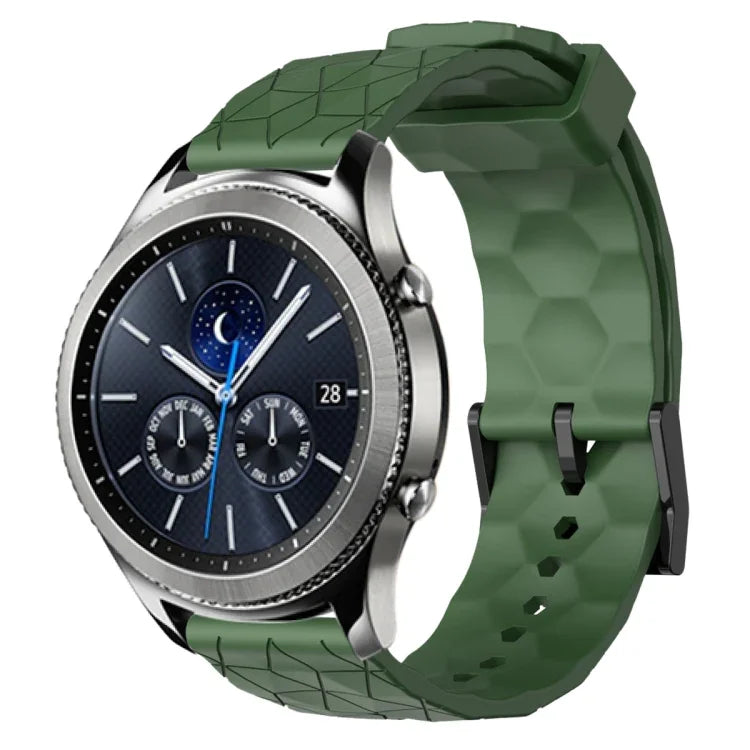 Pulseira de silicone cor sólida com padrão de futebol 22mm, Para Samsung Galaxy Watch3 45mm, Para Samsung Galaxy Watch 46mm, Para Samsung Gear S3 Classic, Para Samsung Gear S3 Frontier