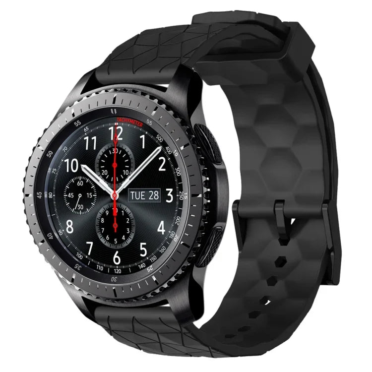 Pulseira de silicone cor sólida com padrão de futebol 22mm, Para Samsung Galaxy Watch3 45mm, Para Samsung Galaxy Watch 46mm, Para Samsung Gear S3 Classic, Para Samsung Gear S3 Frontier