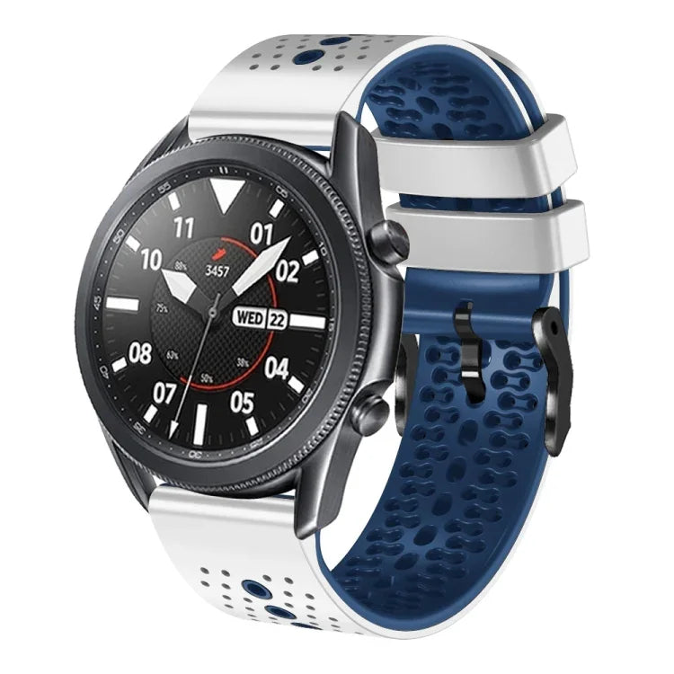 Correia de Relógio em Silicone Perfurado Bicolor 22mm, Para Samsung Galaxy Watch3 45mm, Para Samsung Galaxy Watch 46mm, Para Samsung Gear S3 Classic, Para Samsung Gear S3 Frontier