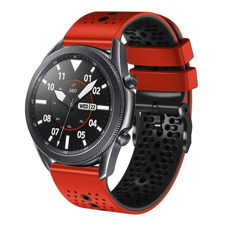 22mm Perforated Two-Color Silicone Watch Band, For Samsung Galaxy Watch3 45mm, For Samsung Galaxy Watch 46mm, For Samsung Gear S3 Classic, For Samsung Gear S3 Frontier