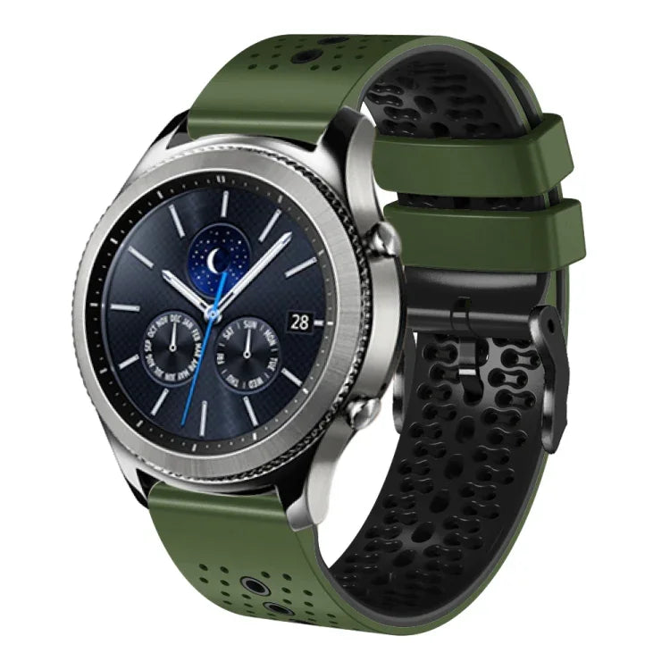 22mm Perforated Two-Color Silicone Watch Band, For Samsung Galaxy Watch3 45mm, For Samsung Galaxy Watch 46mm, For Samsung Gear S3 Classic, For Samsung Gear S3 Frontier