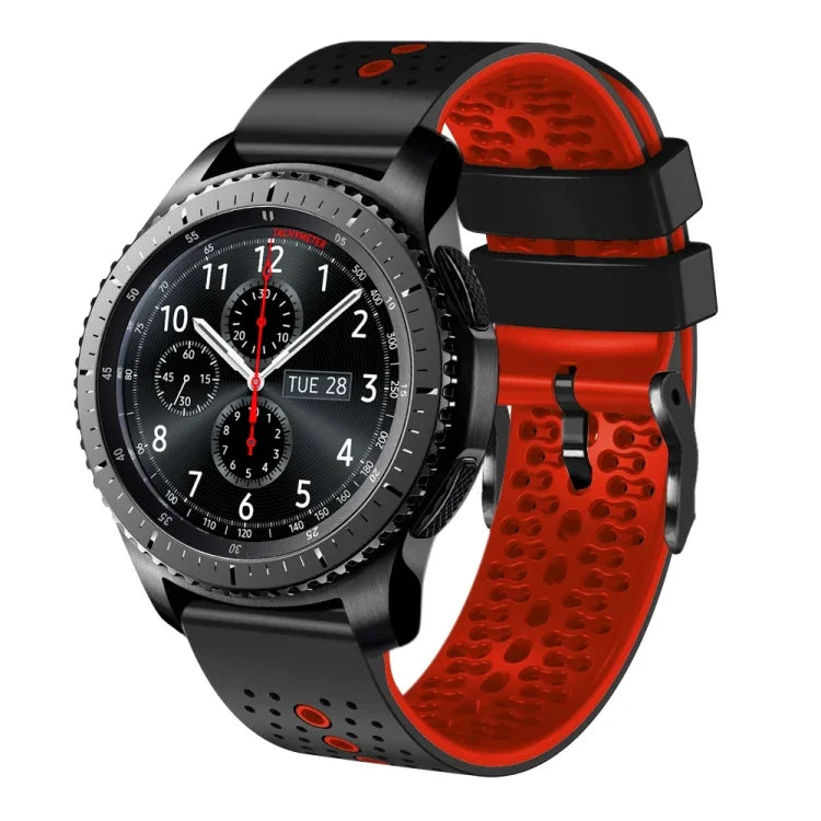 22mm Perforated Two-Color Silicone Watch Band, For Samsung Galaxy Watch3 45mm, For Samsung Galaxy Watch 46mm, For Samsung Gear S3 Classic, For Samsung Gear S3 Frontier