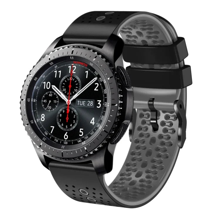 22mm Perforated Two-Color Silicone Watch Band, For Samsung Galaxy Watch3 45mm, For Samsung Galaxy Watch 46mm, For Samsung Gear S3 Classic, For Samsung Gear S3 Frontier