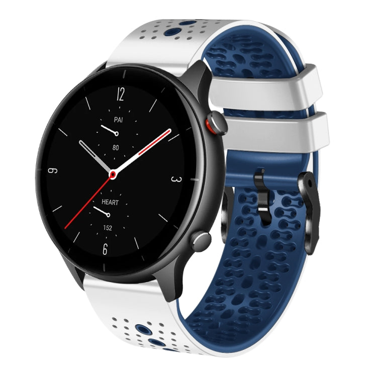22mm Perforated Two-Color Silicone Watch Band, For Amazfit GTR 2e, For Amazfit GTR 2, For Amazfit 3, For Amazfit GTR 47mm