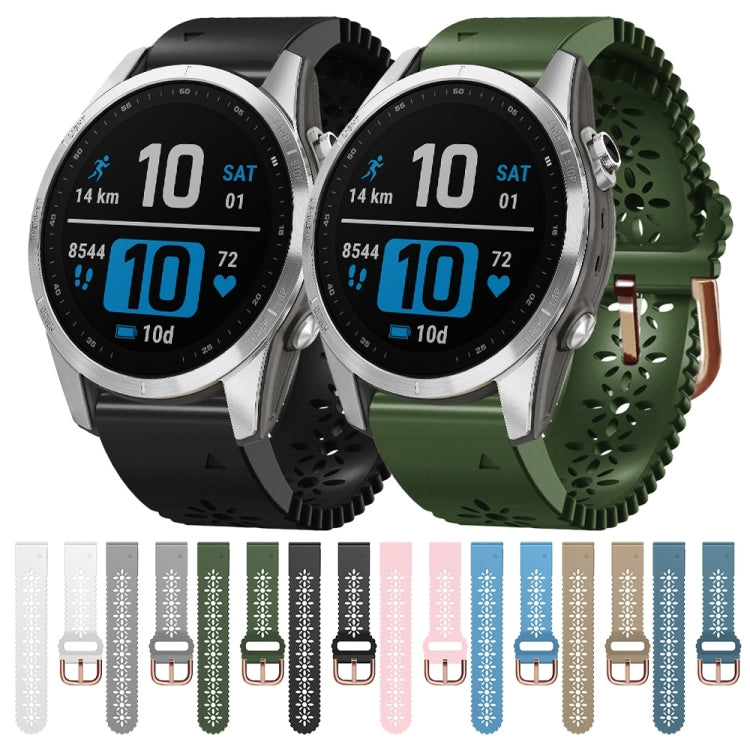 20mm Lady's Silicone Watch Band With Lace Punch, For Garmin Fenix 7S, For Garmin Fenix 7S Solar, For Garmin Fenix 7S Sapphire Solar, For Garmin Instinct 2S, For Garmin Fenix 6S, For Garmin Fenix 6S Pro