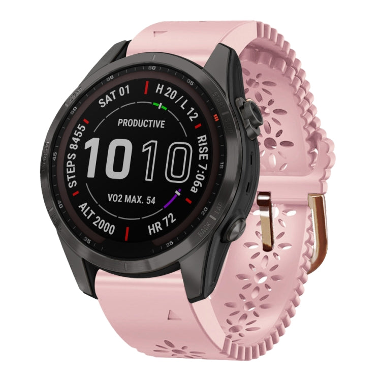 20mm Lady's Silicone Watch Band With Lace Punch, For Garmin Fenix 7S, For Garmin Fenix 7S Solar, For Garmin Fenix 7S Sapphire Solar, For Garmin Instinct 2S, For Garmin Fenix 6S, For Garmin Fenix 6S Pro