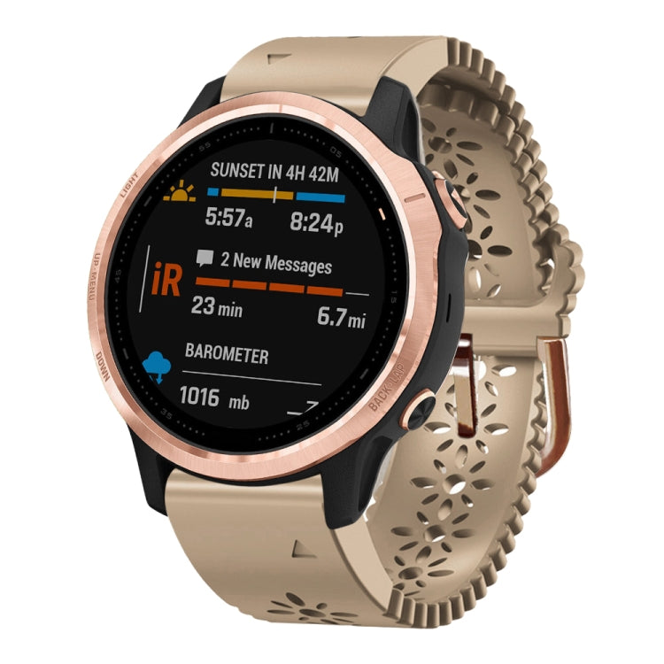 20mm Lady's Silicone Watch Band With Lace Punch, For Garmin Fenix 7S, For Garmin Fenix 7S Solar, For Garmin Fenix 7S Sapphire Solar, For Garmin Instinct 2S, For Garmin Fenix 6S, For Garmin Fenix 6S Pro
