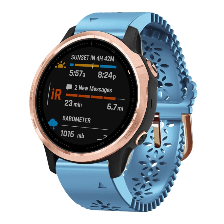 20mm Lady's Silicone Watch Band With Lace Punch, For Garmin Fenix 7S, For Garmin Fenix 7S Solar, For Garmin Fenix 7S Sapphire Solar, For Garmin Instinct 2S, For Garmin Fenix 6S, For Garmin Fenix 6S Pro