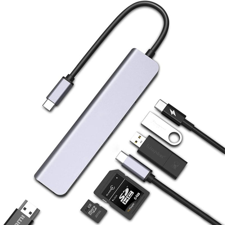 Hub USB C 7 em 1 Adaptador Multiporta USB C com HDMI, PD 100W e Leitor de Cartões SD/TF