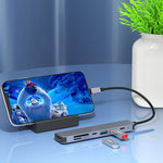 Hub USB C 7 em 1 Adaptador Multiporta USB C com HDMI, PD 100W e Leitor de Cartões SD/TF