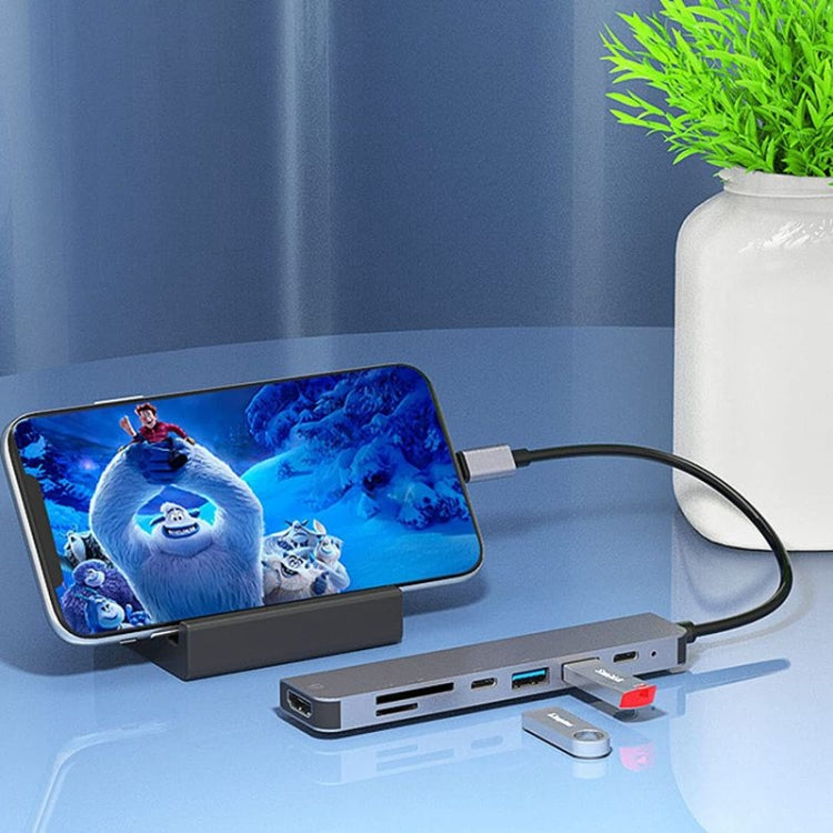 Hub USB C 7 em 1 Adaptador Multiporta USB C com HDMI, PD 100W e Leitor de Cartões SD/TF