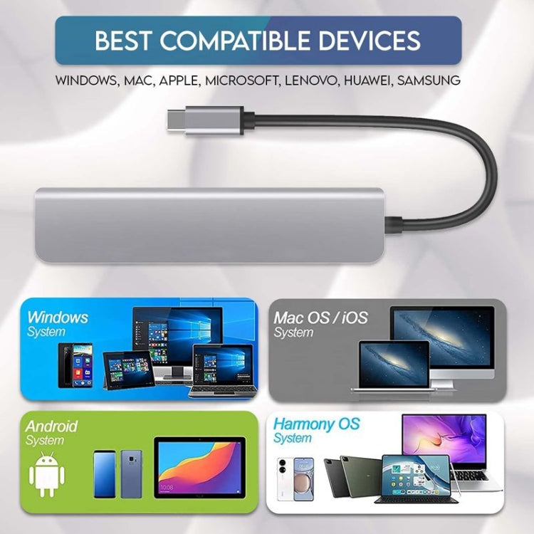 Hub USB C 7 em 1 Adaptador Multiporta USB C com HDMI, PD 100W e Leitor de Cartões SD/TF