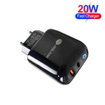 Carregador de Telemóvel PD04 PD20W + QC18W com Indicador LED, Ficha UE, Ficha UE