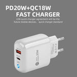 Carregador de Telemóvel PD04 PD20W + QC18W com Indicador LED, Ficha UE, Ficha UE