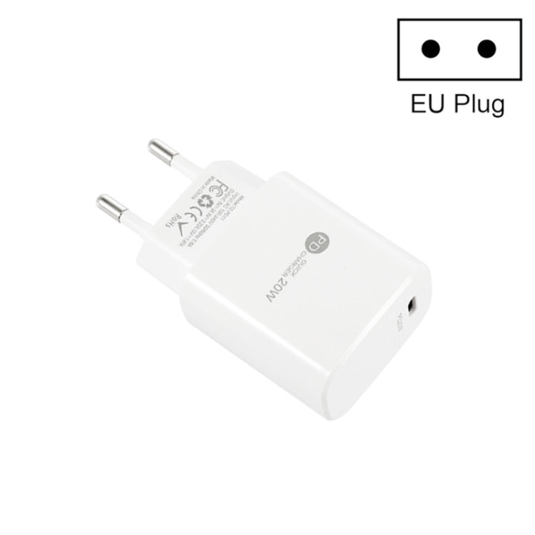 Carregador Rápido Mini PD11 Porta Única PD3.0 USB-C / Type-C 20W para Série iPhone / iPad, Ficha UE, Ficha UE