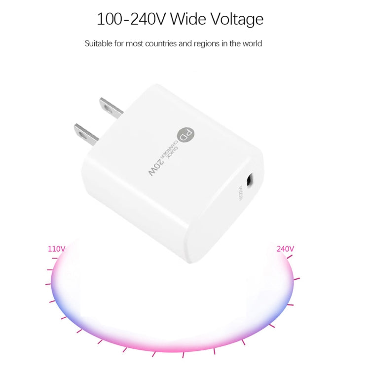 PD11 Carregador Rápido Único PD3.0 USB-C / Type-C 20W com Cabo de Dados Type-C para Type-C 1m, Ficha US, Ficha US + Cabo Type-C para Type-C