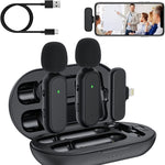 Pack de 2 Microfones Lavalier Sem Fios com Redução de Ruído e Estojo de Carregamento, DS-MKFJ11IP