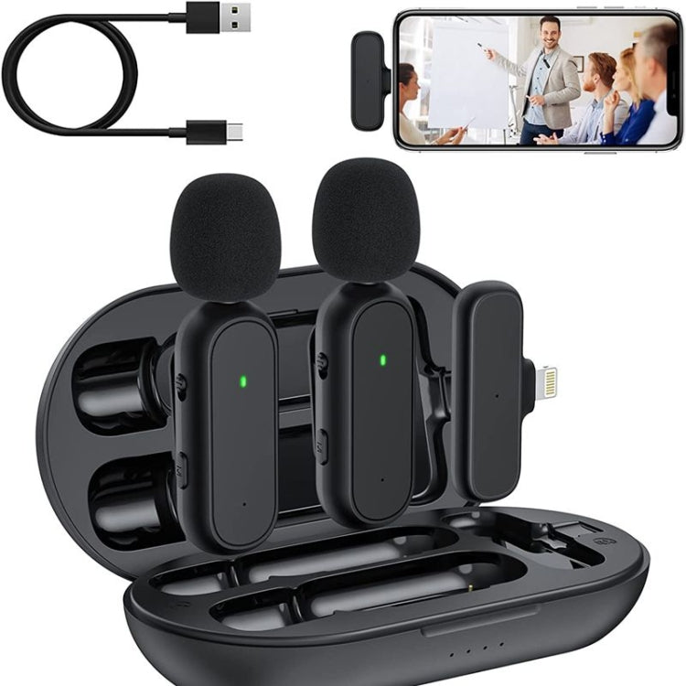 Pack de 2 Microfones Lavalier Sem Fios com Redução de Ruído e Estojo de Carregamento, DS-MKFJ11IP