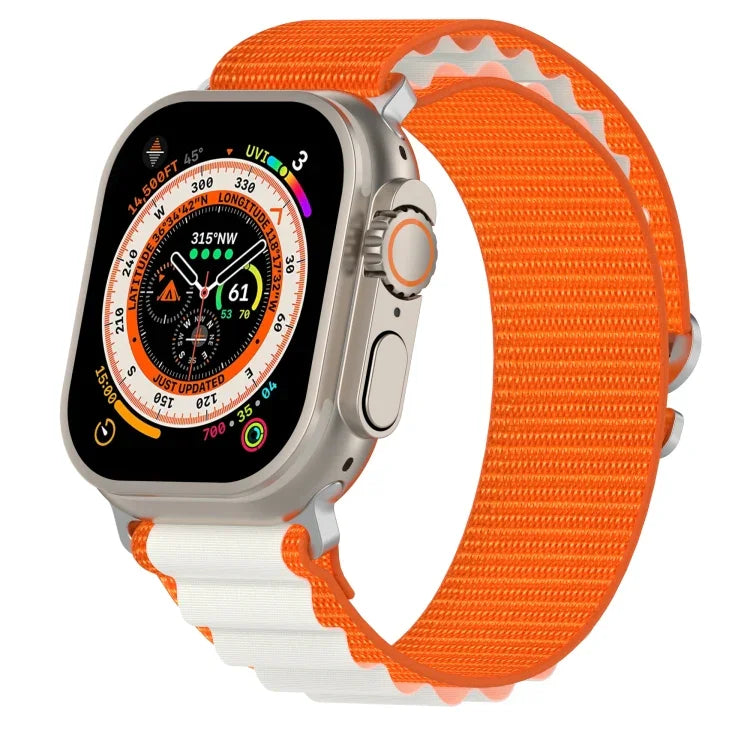Pulseira de Relógio em Nylon de Duas Cores, Para Apple Watch Ultra 49mm, Para Apple Watch Series 8&7 45mm/SE 2&6&SE&5&4 44mm, Para Apple Watch Series 8&7 41mm/SE 2&6&SE&5&4 40mm