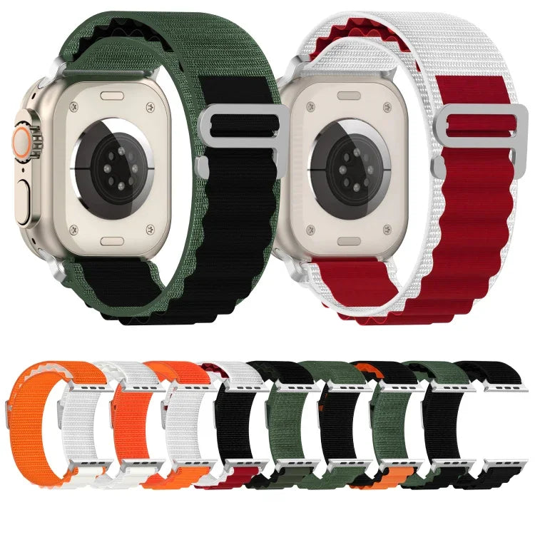 Pulseira de Relógio em Nylon de Duas Cores, Para Apple Watch Ultra 49mm, Para Apple Watch Series 8&7 45mm/SE 2&6&SE&5&4 44mm, Para Apple Watch Series 8&7 41mm/SE 2&6&SE&5&4 40mm