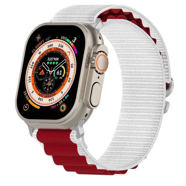 Pulseira de Relógio em Nylon de Duas Cores, Para Apple Watch Ultra 49mm, Para Apple Watch Series 8&7 45mm/SE 2&6&SE&5&4 44mm, Para Apple Watch Series 8&7 41mm/SE 2&6&SE&5&4 40mm