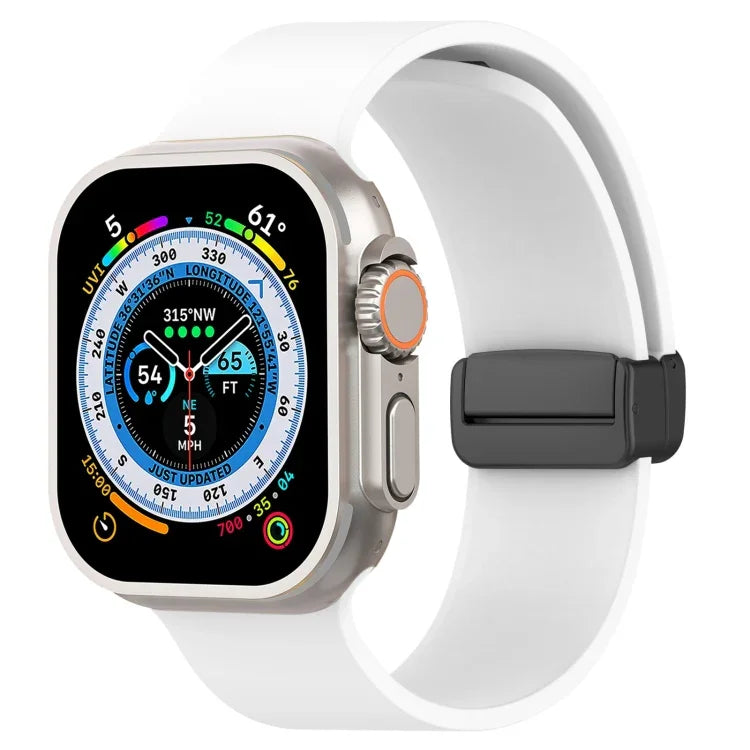 Pulseira de Relógio em Silicone Lisa com Fivela Magnética Preta, Para Apple Watch Ultra 49mm, Para Apple Watch Series 8&7 45mm, Para Apple Watch Series 8&7 41mm
